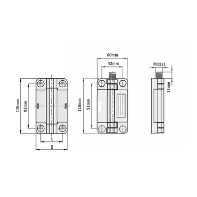 51-040-1 MODULAR SOLUTIONS POLYAMIDE HINGE 45 W/BUILT-IN SAFETY SWITCH, M12 MALE CONN. BLACK